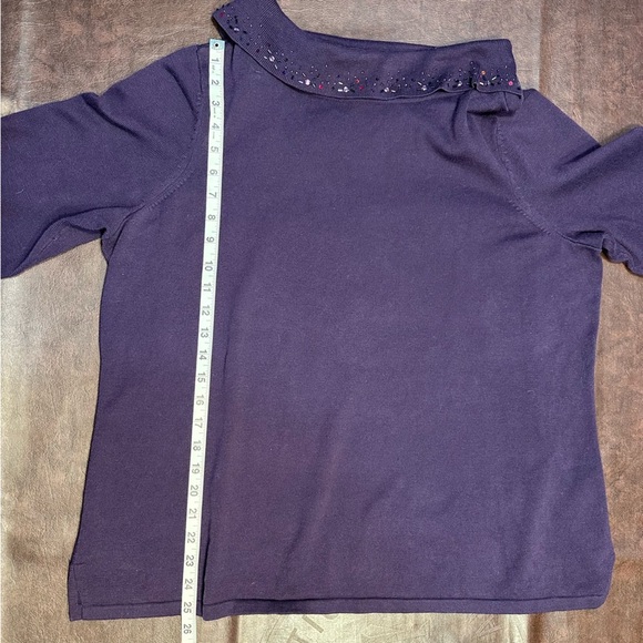 Isabella Rodriguez Hand Embroidered 3/4 sleeve Cowl Neck Purple Sweater 1X - Picture 15 of 15